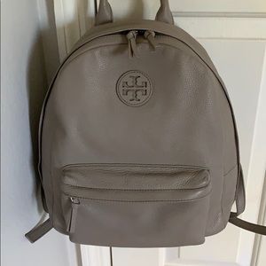 Tory Burch French gray leather backpack